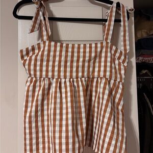 South Moon Under Orange and White Checkered Top